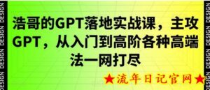浩哥的GPT落地实战课，主攻GPT，从入门到高阶各种高端法一网打尽-流年日记