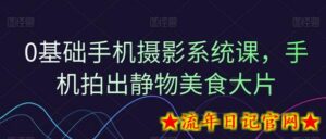 0基础手机摄影系统课,手机拍出静物美食大片-流年日记