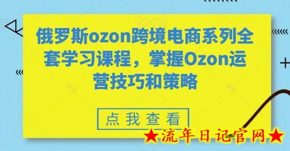 俄罗斯ozon跨境电商系列全套学习课程，掌握Ozon运营技巧和策略-流年日记