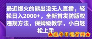 最近爆火的熊出没无人直播,轻松日入2000+,全新首发防版权违规方法-流年日记