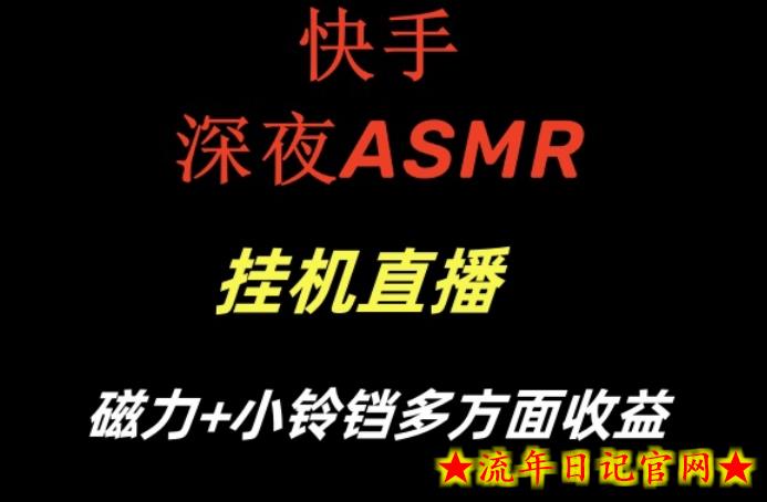 快手深夜ASMR挂机直播，磁力+小铃铛收益（附带工具和5G素材）【揭秘】-流年日记