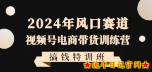 2024年风口赛道视频号电商带货训练营搞钱特训班,带领大家快速入局自媒体电商带货-流年日记