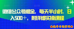微信公众号掘金,每天半小时,日入500+,附详细实操课程-流年日记
