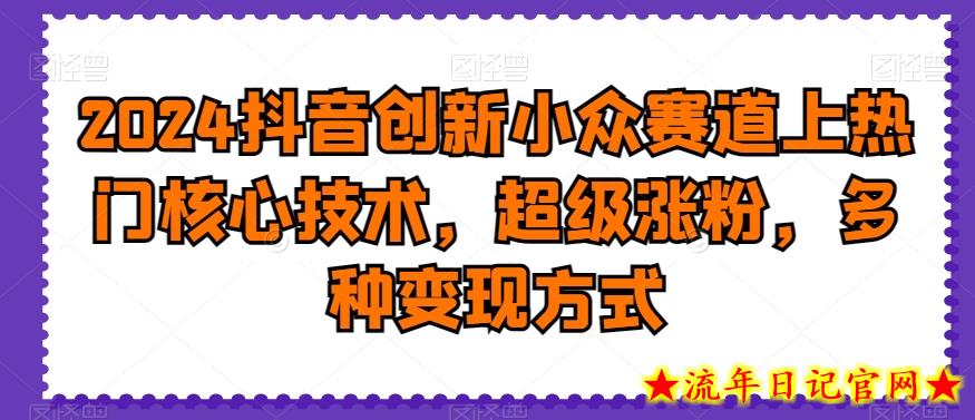2024抖音创新小众赛道上热门核心技术，超级涨粉，多种变现方式【揭秘】-流年日记