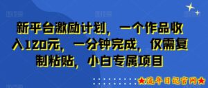 新平台激励计划,一个作品收入120元,一分钟完成,仅需复制粘贴,小白专属项目【揭秘】-流年日记