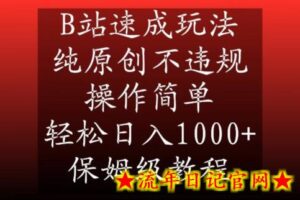 B站速成玩法，纯原创不违规，操作简单，轻松日入1000+，保姆级教程【揭秘】-流年日记