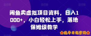 闲鱼卖虚拟项目资料,日入1000+,小白轻松上手,落地保姆级教学-流年日记