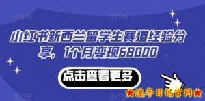 小红书新西兰留学生赛道经验分享，1个月变现68000【揭秘】-流年日记