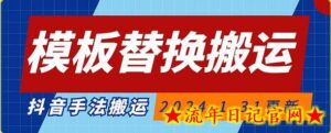 模板替换搬运技术,抖音纯手法搬运,自测投dou+可过审-流年日记