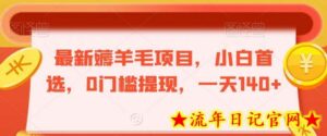 最新薅羊毛项目，小白首选，0门槛提现，一天140+-流年日记