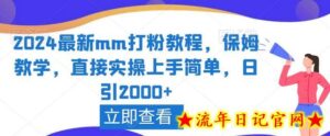 2024最新mm打粉教程,保姆教学,直接实操上手简单,日引2000+-流年日记