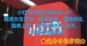 小红书私域引流玩法2.0!瞄准女生市场,精准引流,超高转化,简单上手-流年日记