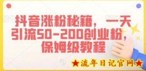 抖音涨粉秘籍,一天引流50-200创业粉,保姆级教程-流年日记