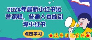 2024年最新小红书运营课程,普通人也能引爆小红书-流年日记