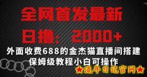 全网首发最新，日撸2000+，外面收费688的金杰猫直播间搭建，保姆级教程小白可操作-流年日记