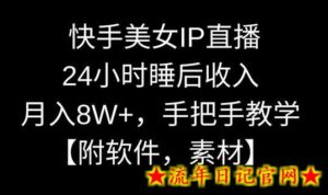 快手美女IP直播，24小时睡后收入，月入8W+，手把手教学【附软件，素材】-流年日记
