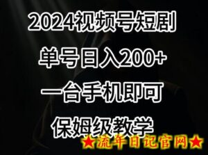 2024风口，视频号短剧，单号日入200+，一台手机即可操作，保姆级教学-流年日记