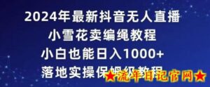 2024年抖音最新无人直播小雪花卖编绳项目,小白也能日入1000+落地实操保姆级教程-流年日记