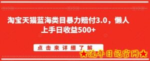 淘宝天猫蓝海类目暴力赔付3.0,懒人上手日收益500+【仅揭秘】-流年日记