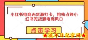 小红书电商无货源打卡,抢先占领小红书无货源电商风口-流年日记