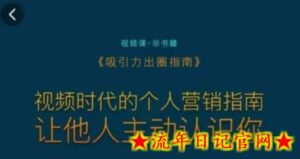 吸引力出圈指南,视频时代的个人营销指南,让他人主动认识你-流年日记