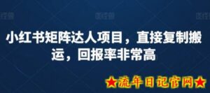 小红书矩阵达人项目,直接复制搬运,回报率非常高-流年日记