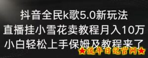 抖音全民k歌5.0新玩法,直播挂小雪花卖教程月入10万,小白轻松上手,保姆及教程来了-流年日记