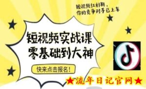 短视频零基础落地实操训练营，短视频实战课零基础到大神-流年日记