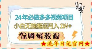 人人都能操作的蓝海多多视频带货项目,小白无脑搬运月入10000+-流年日记