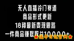 无人直播冷门赛道,商品形式更新,18种变现思路,一件商品赚取收益10000+-流年日记