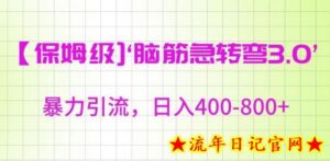 保姆级脑筋急转弯3.0,暴力引流,日入400-800+-流年日记