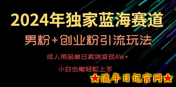 2024年独家蓝海赛道，成人用品单日卖货变现4W+，男粉+创业粉引流玩法，不愁搞不到流量-流年日记