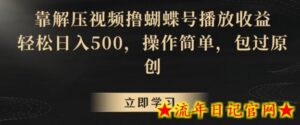 靠解压视频撸蝴蝶号播放收益，轻松日入500，操作简单，包过原创-流年日记