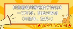 抖音最新纯搬运技术流玩法,一刀不剪,轻松过原创(可挂车,投抖+)-流年日记