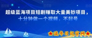 超级蓝海项目短剧赚美金项目,国内短剧出海tk赚美金,十分钟做一个视频-流年日记