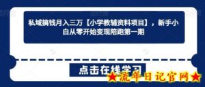 私域搞钱月入三万【小学教辅资料项目】,新手小白从零开始变现陪跑第一期-流年日记