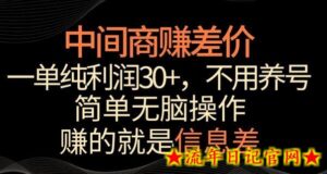 中间商赚差价,一单纯利润30+,简单无脑操作,赚的就是信息差,轻轻松松日入1000+-流年日记