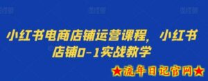 小红书电商店铺运营课程,小红书店铺0-1实战教学-流年日记