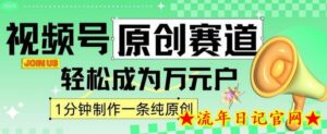 2024视频号最新原创赛道,1分钟一条原创作品,日入4位数轻轻松松-流年日记