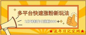 多平台快速涨粉最新玩法，2分钟制作，日涨粉800+-流年日记