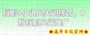 短剧+小说风火训练营,0粉短剧风行推广-流年日记