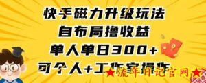 快手磁力升级玩法，自布局撸收益，单人单日300+，个人工作室均可操作-流年日记