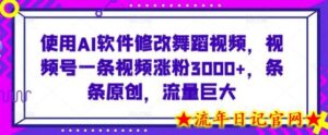 使用AI软件修改舞蹈视频,视频号一条视频涨粉3000+,条条原创,流量巨大-流年日记