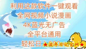 利用这款软件一键观看全网视频小说漫画,4K蓝光无广告,全平台通用,轻松日入500+-流年日记