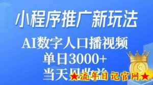 小程序推广新玩法,AI数字人口播视频,单日3000+,当天见收益-流年日记