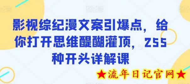 影视综纪漫文案引爆点，给你打开思维醍醐灌顶，255种开头详解课-流年日记