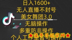 日入1600+,不封号无人直播美女舞团3.0,无脑操作多重防非操作,个人工作制皆可操作-流年日记