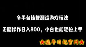 多平台挂载测试游戏玩法,无脑操作日入800,小白也能轻松上手-流年日记