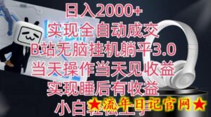 日入2000+,实现全自动成交,B站无脑挂机躺平3.0,当天操作当天见收益,实现睡后有收益-流年日记