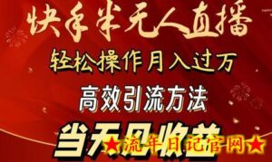 2024快手半无人直播,简单操作月入1W+ 高效引流当天见收益-流年日记